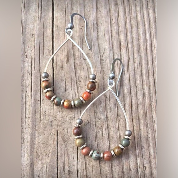 Beaded Hoop Earrings S1267 - Picture 1 of 3